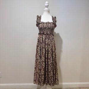 Altar'd State Brown Ruffled Maxi Dress